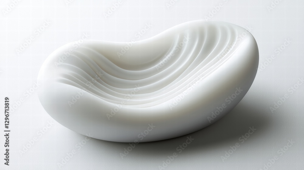 Poster white object placed on a pure white surface emphasizing minimalism and clean lines in design aesthet