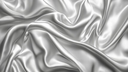 Fototapeta premium Exquisite white silk fabric flowing gracefully with a shimmering finish against a clean background