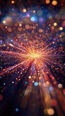 Vibrant Abstract Background with Radiant Bokeh Lights and Dynamic Motion Effects