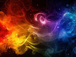 Vibrant Abstract Colorful Swirls and Light Patterns Against a Dark Background