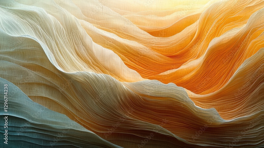 Poster dynamic large orange and white wave flowing in motion creating an eye-catching and vibrant scene