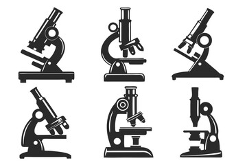 set of MICROSCOPE Silhouette vector illustration