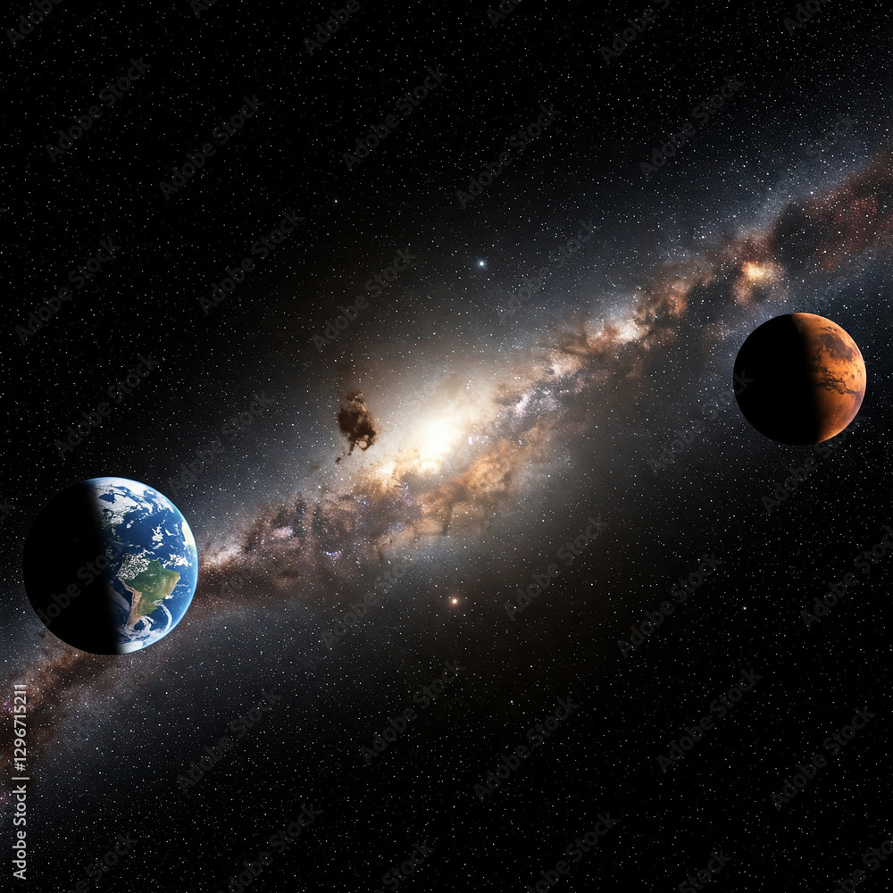 Wall mural planet in dark space. astrology astronomy earth outer space solar system mars planet milky way galax