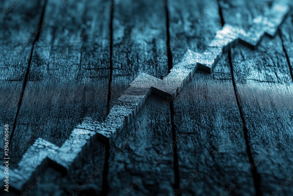 Poster abstract financial chart with upward movement on textured dark background