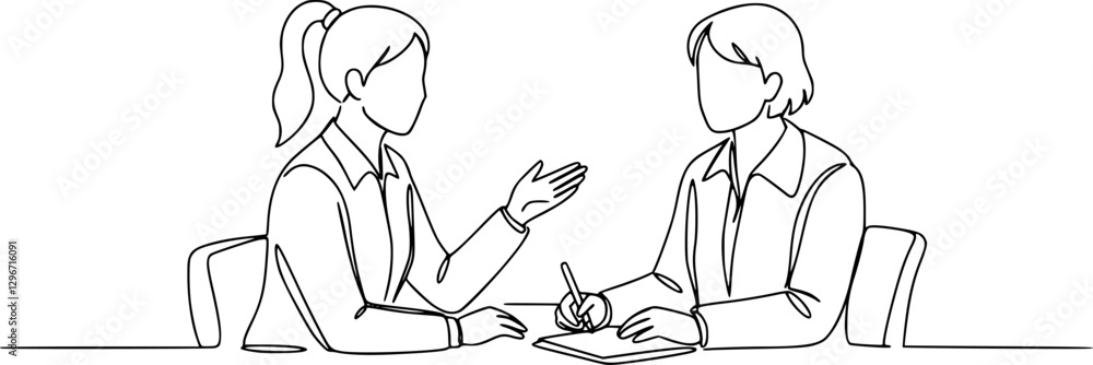 Aufkleber single continuous line drawing of workers from agency workers who are serving customers. dynamic sin