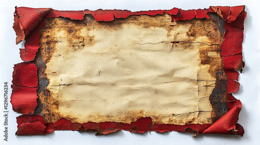 Poster overlapping piece of paper on another sheet with clear visibility of textured surfaces and edges