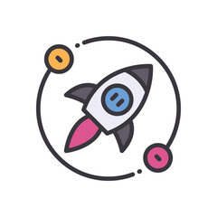 startup filled color icon. Vibrant vector icon for websites, mobile apps, presentations, and logo design. Fully scalable and easy to customize.