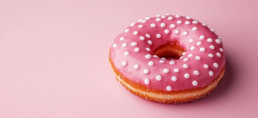 Pink Frosted Donut with Sprinkles on a Light Pink Background