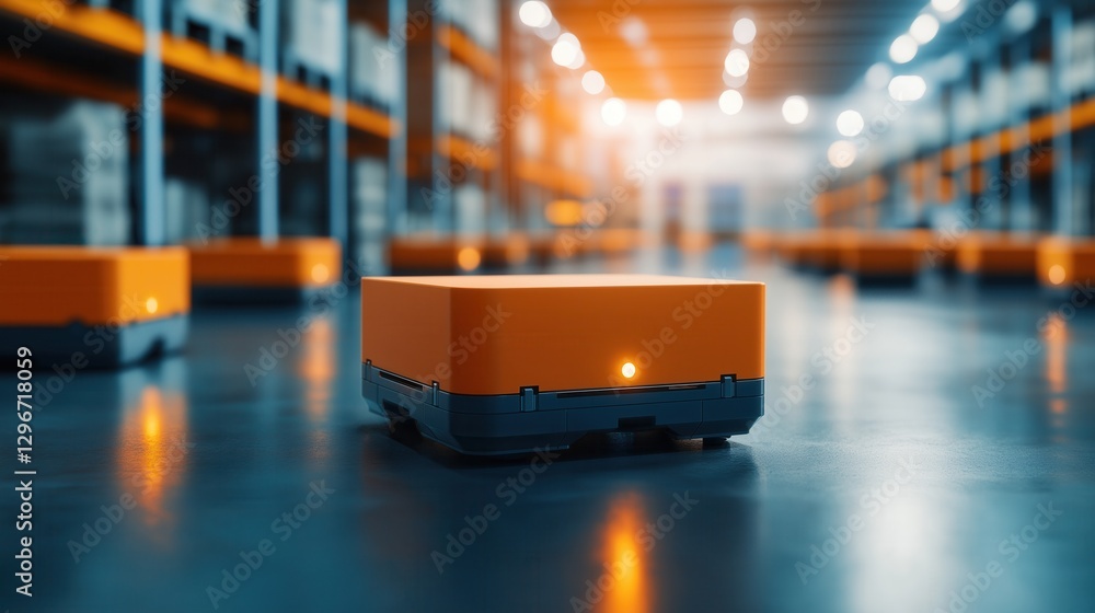 Poster 3d render of automated robotic warehouse with advanced technology and efficient operations