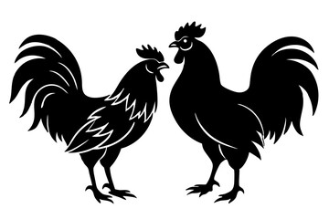Roosters Silhouette vector illustration