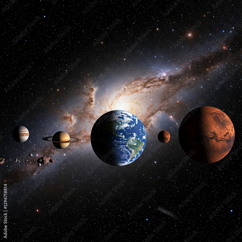 Wall mural planet in dark space. astrology astronomy earth outer space solar system mars planet milky way galax