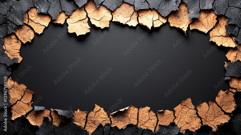 Poster black background with a circular hole in the middle creating a unique visual focus and depth effect