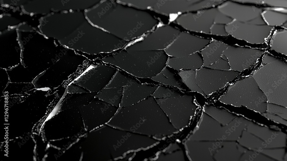Poster close-up of a cracked surface displaying geological features and textural variations in detail