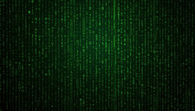 Green Digital Code Matrix Background - Cyberpunk