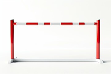 Obraz premium A red and white barrier, often used to indicate restricted access or construction zones. isolated on white background