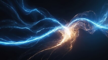 Abstract Energy Streams Blue and Orange Plasma Collision Digital Art Background