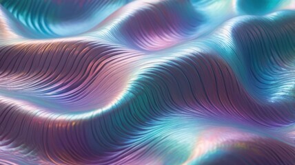 Obraz premium Abstract iridescent texture flowing waves vibrant holographic pattern digital art background