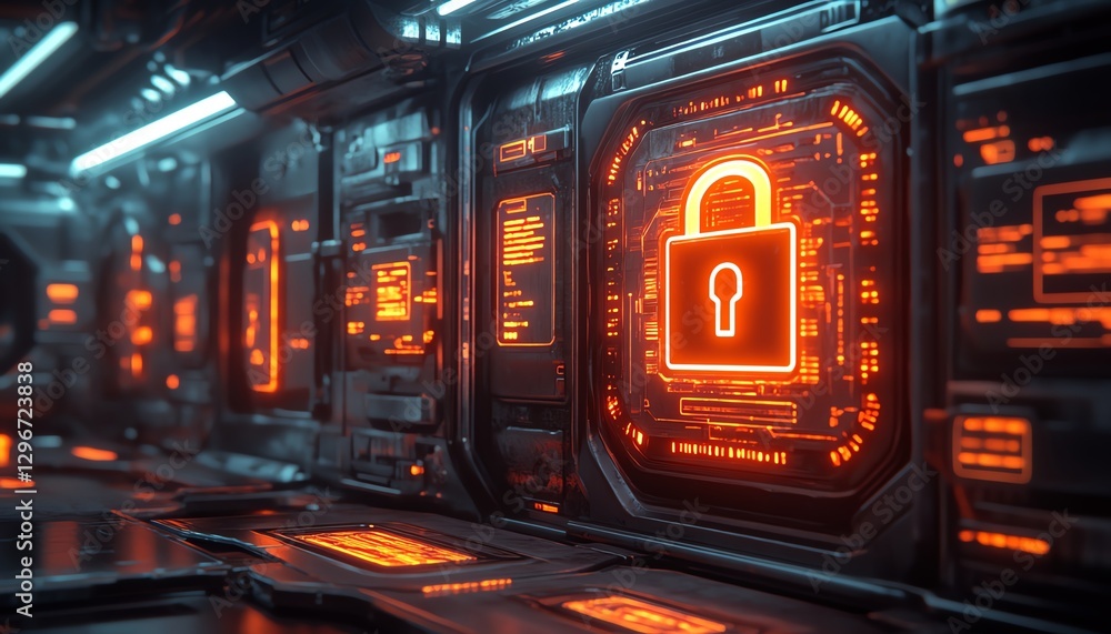 Aufkleber holographic futuristic screen displaying multiple locked files