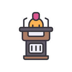 speech filled color icon. Vibrant vector icon for websites, mobile apps, presentations, and logo design. Fully scalable and easy to customize.