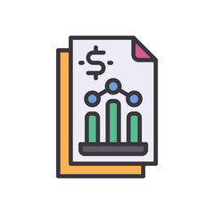 business report filled color icon. Vibrant vector icon for websites, mobile apps, presentations, and logo design. Fully scalable and easy to customize.