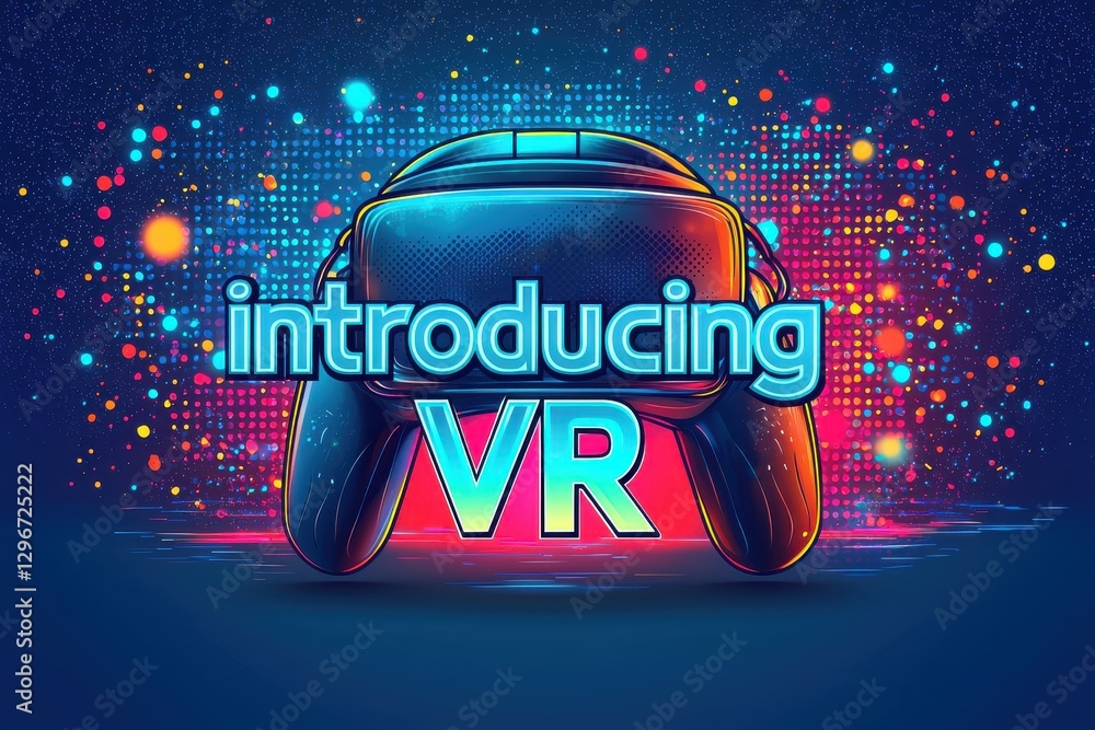 Poster futuristic vr concept featuring a game controller with neon circuitry theme
