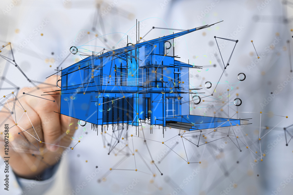 Poster iot home Telecommunication network and wireless mobile internet - neural network exposure digital