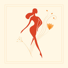Elegant Woman Silhouette with Floral Elements for Women's History Month