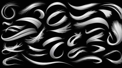 Fototapeta premium Abstract Silver and White Swirls Brush Strokes Dynamic Design Elements Graphic Design Resource