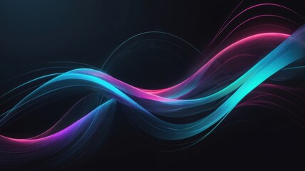 Obraz premium Abstract Neon Blue and Pink Wave Lines Dynamic Swirling Energy Futuristic Background Design