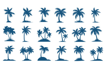 Obraz premium Minimalist Summer Palm Tree Vector Logo Icon in Silhouette Style