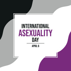 International Asexuality Day poster vector illustration. Asexuality pride flag frame square shape vector. LGBT asexual wavy border graphic design element. Template for background, banner, card