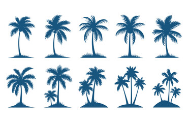 Minimalist Summer Palm Tree Vector Logo Icon in Silhouette Style