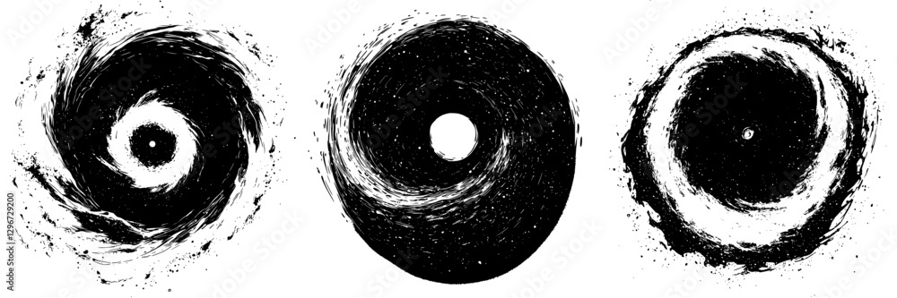 Poster abstract hand-drawn vector illustration of swirling patterns representing motion and energy in three