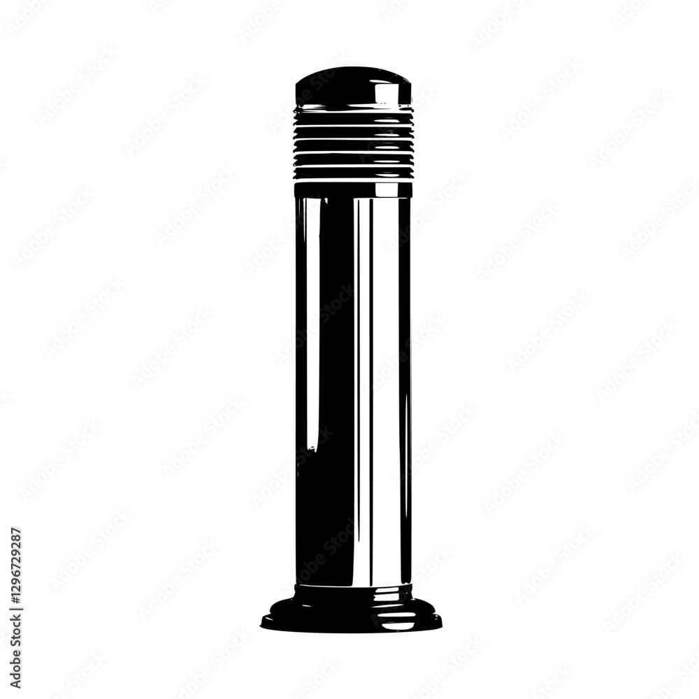 Poster hand drawn vector illustration of a distinct design featuring a cylindrical object with a lid, showc