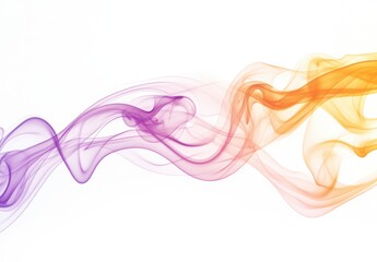 Colorful Smoke Waves Flowing Smoothly Across a White Background
