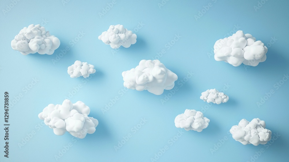 Poster a delicate baby blue gradient with white clouds for a whimsical effect.