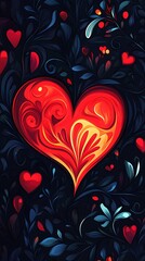 Ornate Heart in Floral Garden