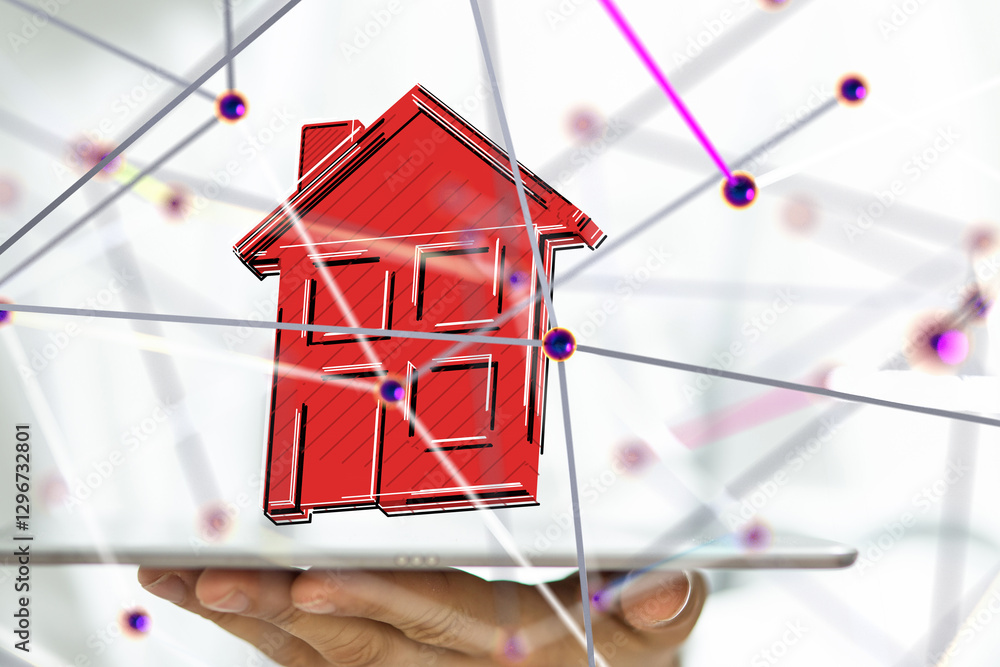 Poster home choice Big data and artificial intelligence concept. Machine learning and cyber mind domination - 3d