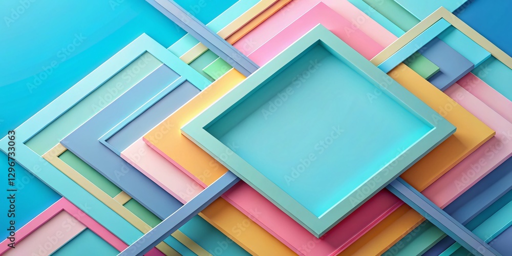 Poster pastel abstract square frame banner background - colorful geometric design template