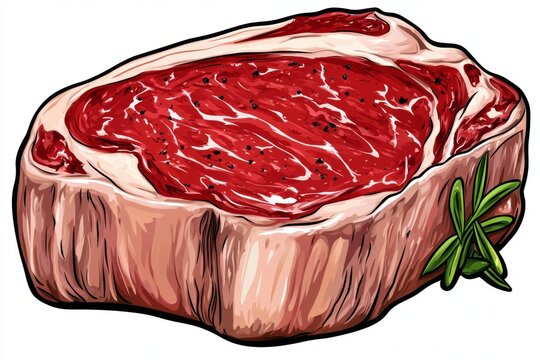 red meat steak with rosemary clip art preview