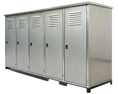 Metal storage cabinet on a transparent background