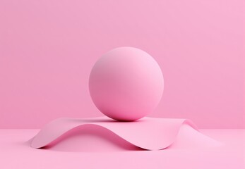 Pink Sphere on Undulating Pink Surface
