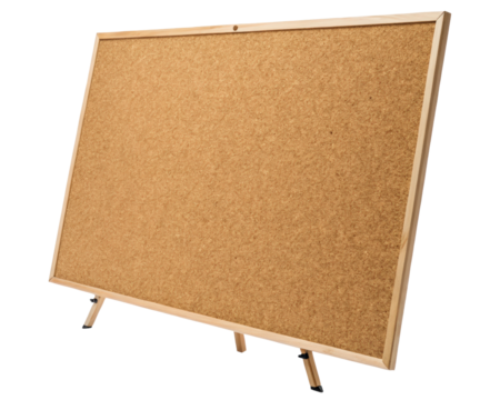 Large corkboard on stand on a transparent background