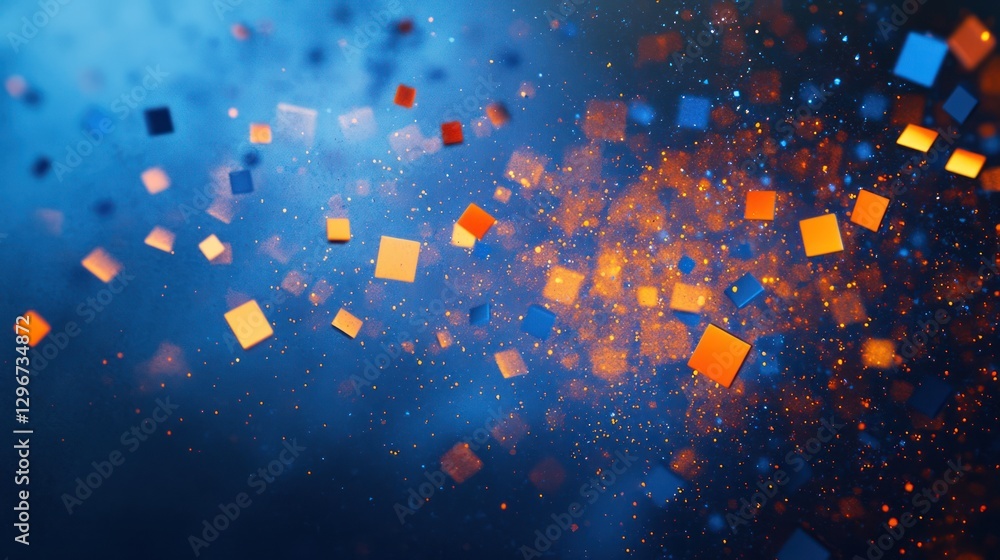 Poster abstract colorful square particles explosion background
