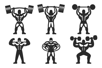set of Weightlifter Silhouette vector illustration