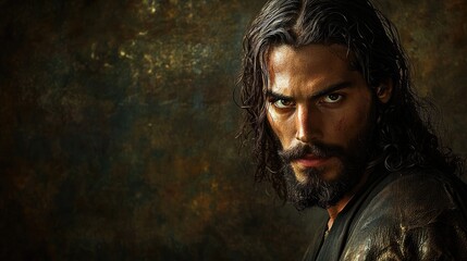 Jesus Christ in a Dramatic Religious Portrait with Divine Light