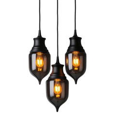 Black decorative lights hanging in modern space indoor photography