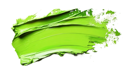 A green paint brush stroke isolated on white or transparent background, png clipart, design element