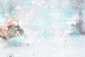 Neural network 3D illustration. Big data and cybersecurity