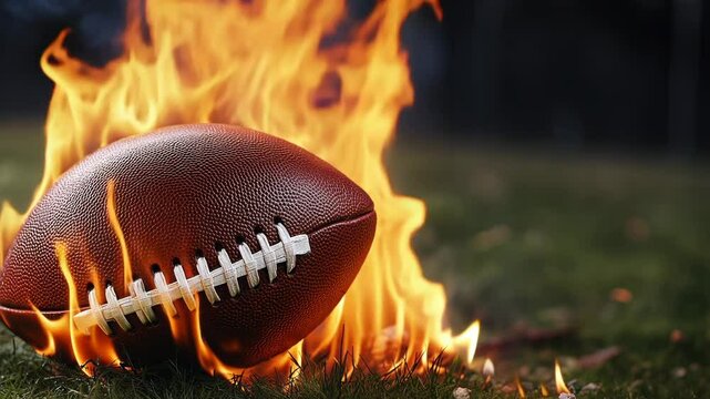 American football on fire on field college league championship sports - Powered by Adobe